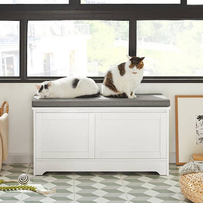 Sobuy SoBuy Katzenhaus mit Katzennäpfe Tierhaus Schuhbank mit Katzenhaus Weiß FSR136-W Exklusivangebot