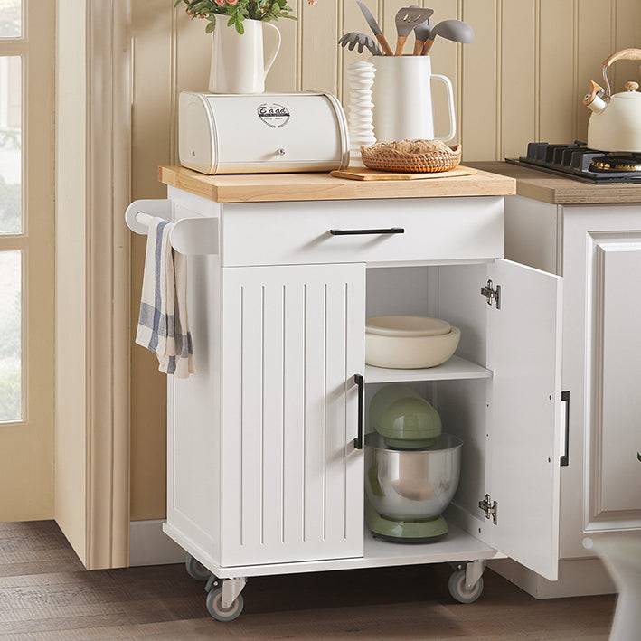 Sobuy SoBuy Küchenwagen Rollwagen Küchenschrank Servierwagen Weiß-Natur FKW119-WN Große Rabatte