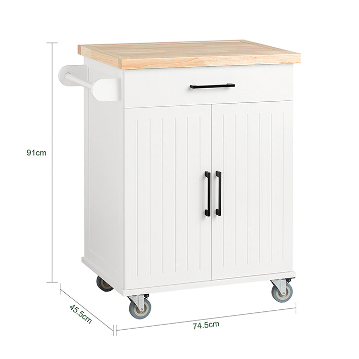 Sobuy SoBuy Küchenwagen Rollwagen Küchenschrank Servierwagen Weiß-Natur FKW119-WN Große Rabatte