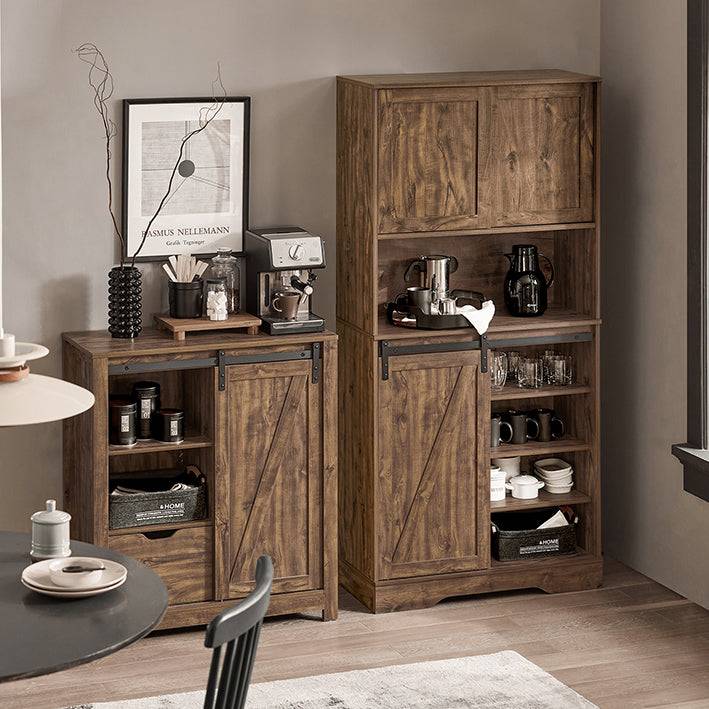 Sobuy SoBuy Sideboard mit Schiebetür Kommode Küchenschrank Hochschrank Dunkelbraun FSB83-N Letzte 3 Tage