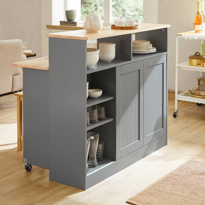 Sobuy SoBuy Sideboard mit Schiebetüren Küchenschrank Kommode hellgrau FSB36-HG Neueste Stile