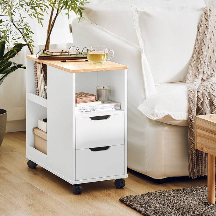 Sobuy SoBuy Druckertisch mit Rollen Aktenwagen Beistelltisch Bürowagen Weiß-Natur FBT130-WN Zeitbegrenzte Promotion