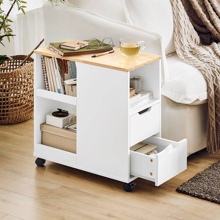 Sobuy SoBuy Druckertisch mit Rollen Aktenwagen Beistelltisch Bürowagen Weiß-Natur FBT130-WN Zeitbegrenzte Promotion