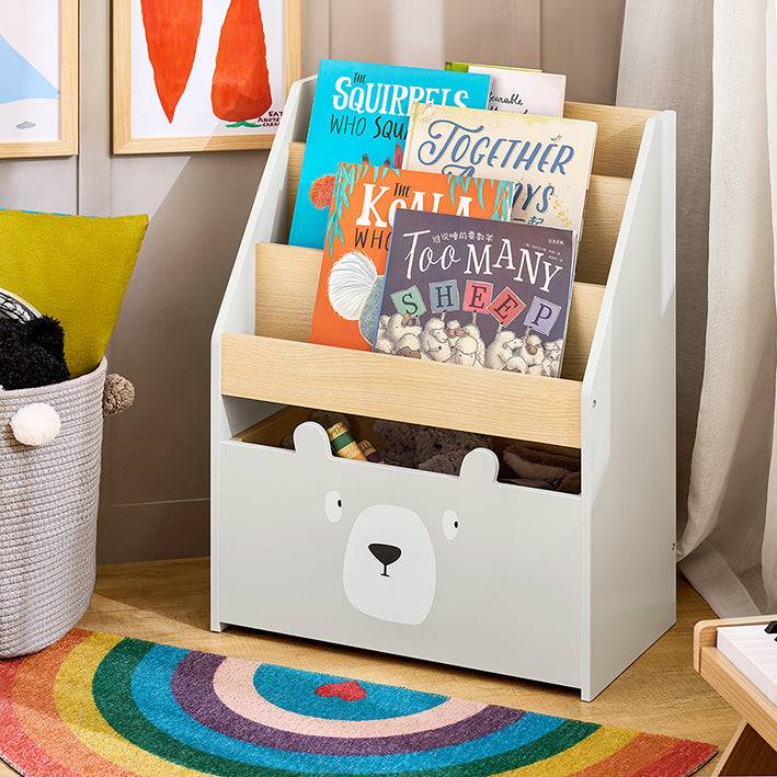 Sobuy SoBuy Kinderbücherregal Spielzeugtruhe Aufbewahrungsregal Kinderzimmer Grau/Natur| KMB104-HG Bis zu 65% Rabatt