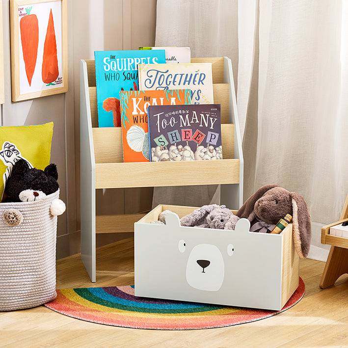 Sobuy SoBuy Kinderbücherregal Spielzeugtruhe Aufbewahrungsregal Kinderzimmer Grau/Natur| KMB104-HG Bis zu 65% Rabatt