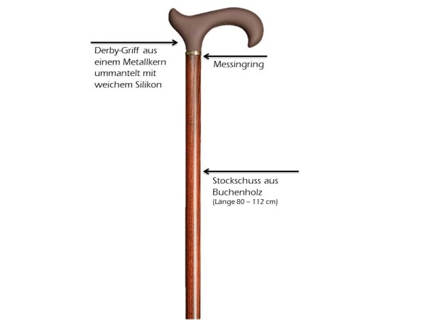 Stock Fachmann Gehstock aus Buche Silikon Ergonomic ergonomischer Derby-Griff Gehhilfe Spazierstock Kostenlose Rückgabe