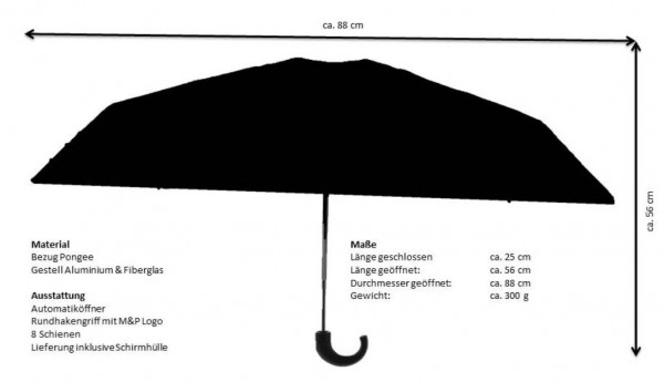 Stock Fachmann M&P Automatikschirm Mini Negro Design Vatertagsangebot