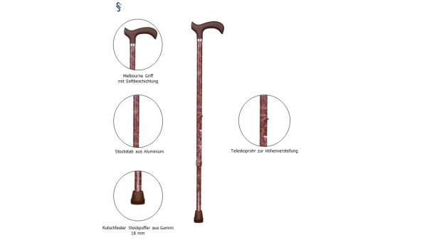 Stock Fachmann Gehstock Melbourne höhenverstellbar Dekor Super Rabatt