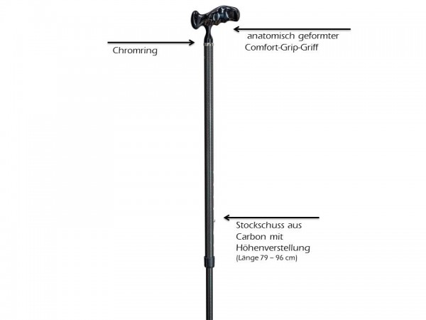 Stock Fachmann Gehstock aus Carbon Comfort Grip Höhenverstellbar Gehhilfe Spazierstock Top Angebot
