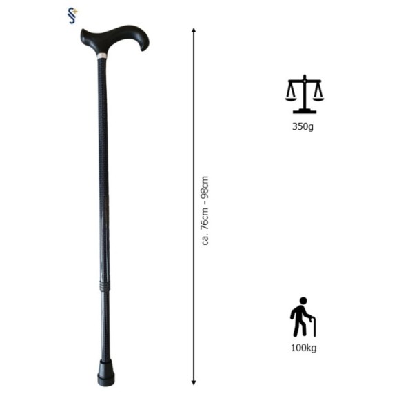 Stock Fachmann Gehstock Derbygriff höhenverstellbar Black & Grey Neueste Stile