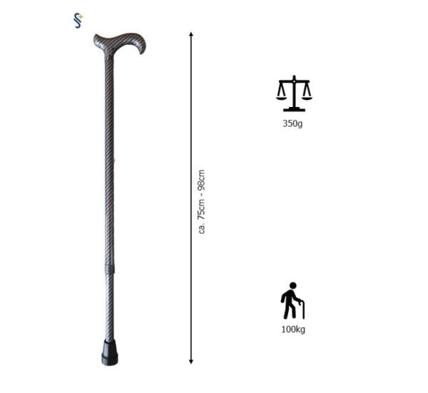 Stock Fachmann Gehstock Derbygriff höhenverstellbar Carbonoptik Nur für heute