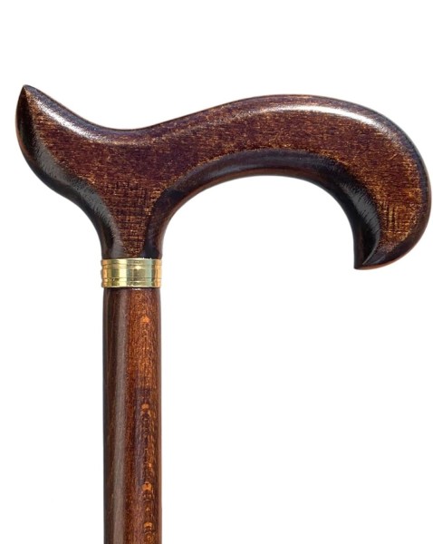 Stock Fachmann Gehstock Derbygriff dunkelbraun mit Chromring Vierteljährliche Förderung