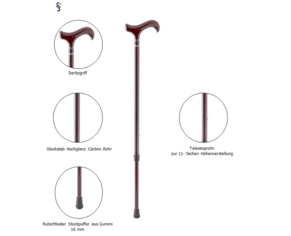 Stock Fachmann Gehstock Derbygriff Carbon Raute Clearance-Verkauf