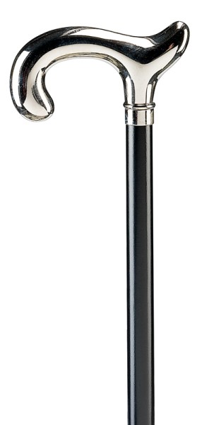 Stock Fachmann Glanzverchromter Kolonial Derbygriff auf schwarzen Stock Outlet