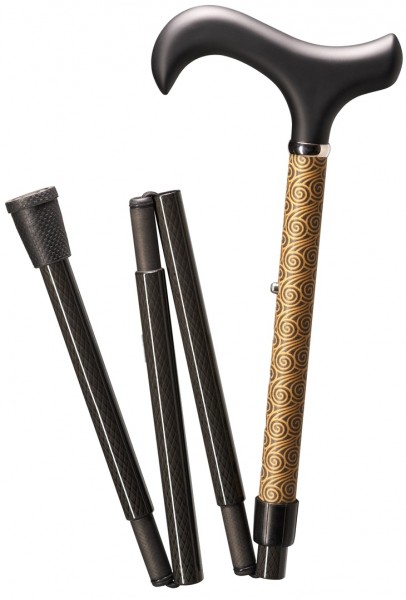 Stock Fachmann Gehstock Carbon Schlank Faltstock Reflekt Gold