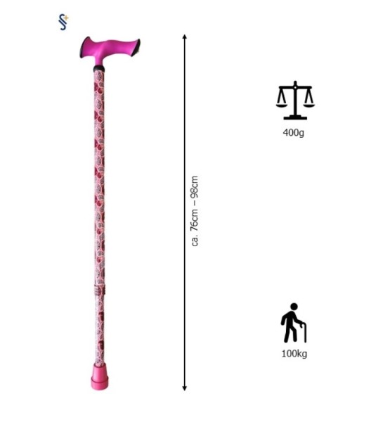 Stock Fachmann Gehstock Escort höhenverstellbar Paisley pink Exklusivangebot