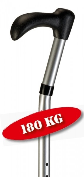 Stock Fachmann 3 XL Gehstock in silber bis 180 kg mit Schwanenhals-Griff Blitzverkäufe