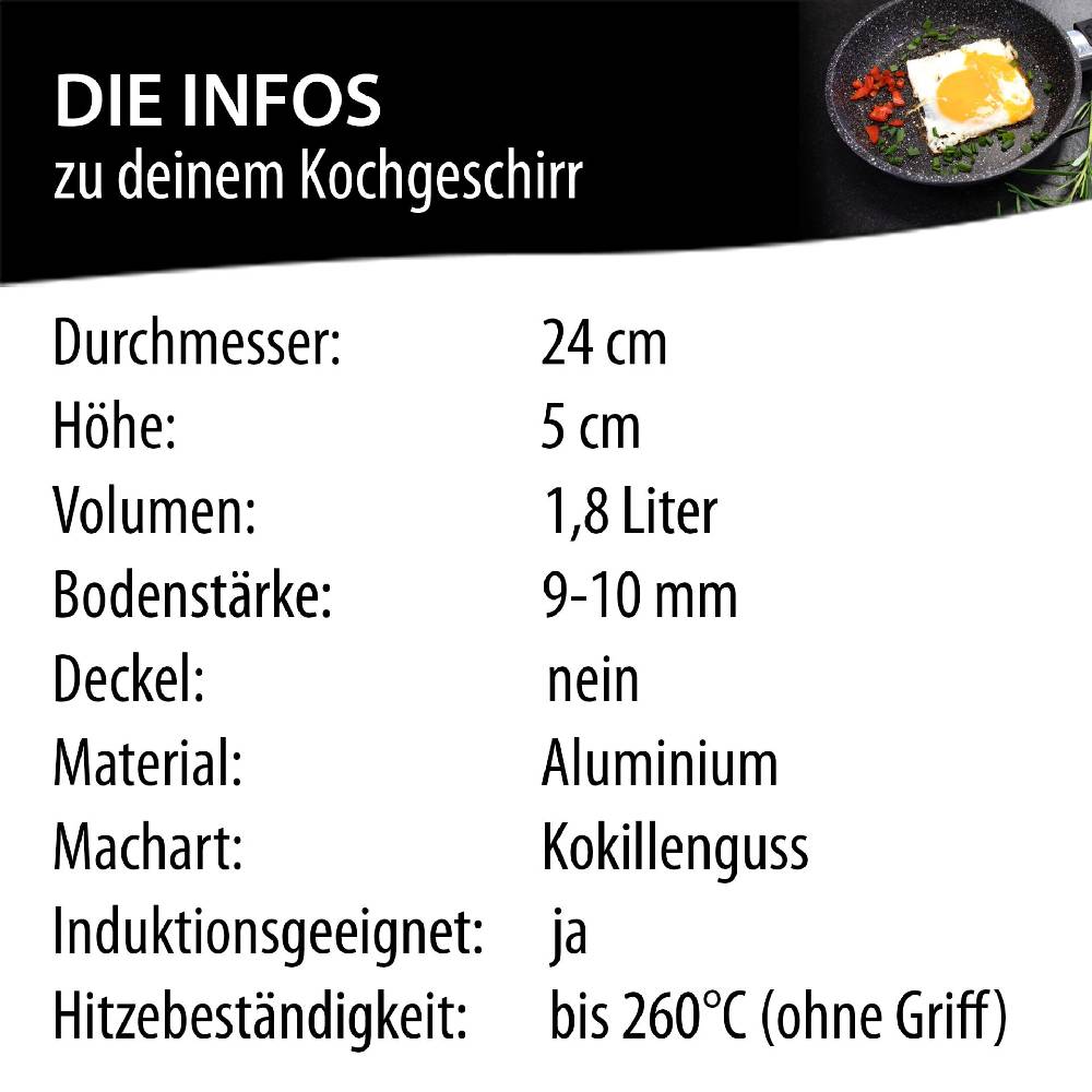 Stoneline Bratpfanne 24 cm mit abnehmbarem Griff ohne Deckel Jubiläumsangebot