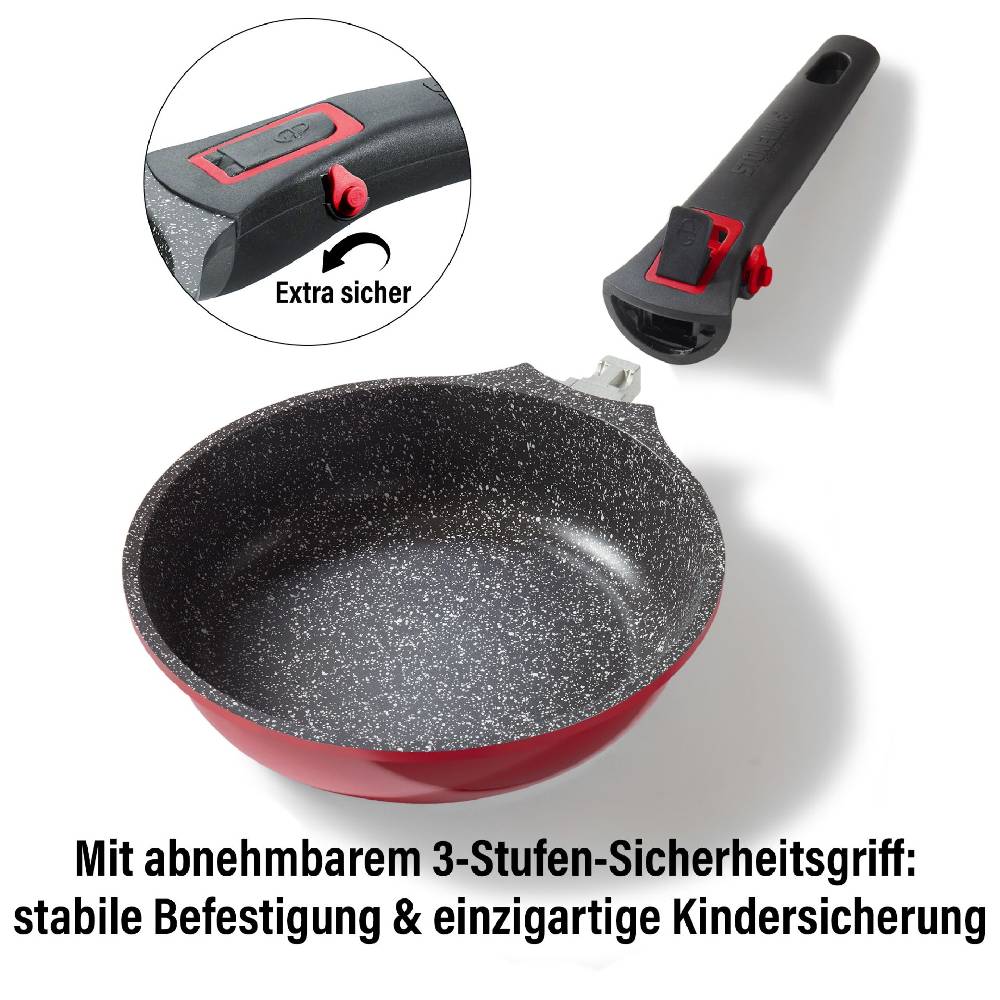Stoneline Bratpfanne 20 cm mit abnehmbarem Griff ohne Deckel - Rot Lagerräumung