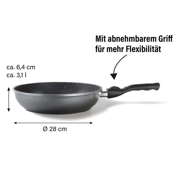 Stoneline Schmorpfanne 28 cm mit abnehmbarem Griff ohne Deckel Blitzangebot