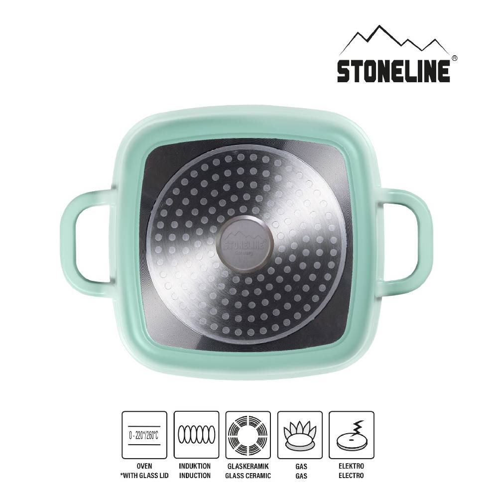 Stoneline Servierpfanne Eckig 20 cm Mint mit Deckel Räumungsverkauf