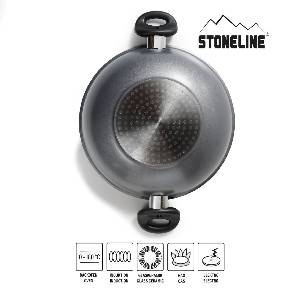 Stoneline Wokpfanne 28 cm mit Deckel - Schwarz Super Sparpreis