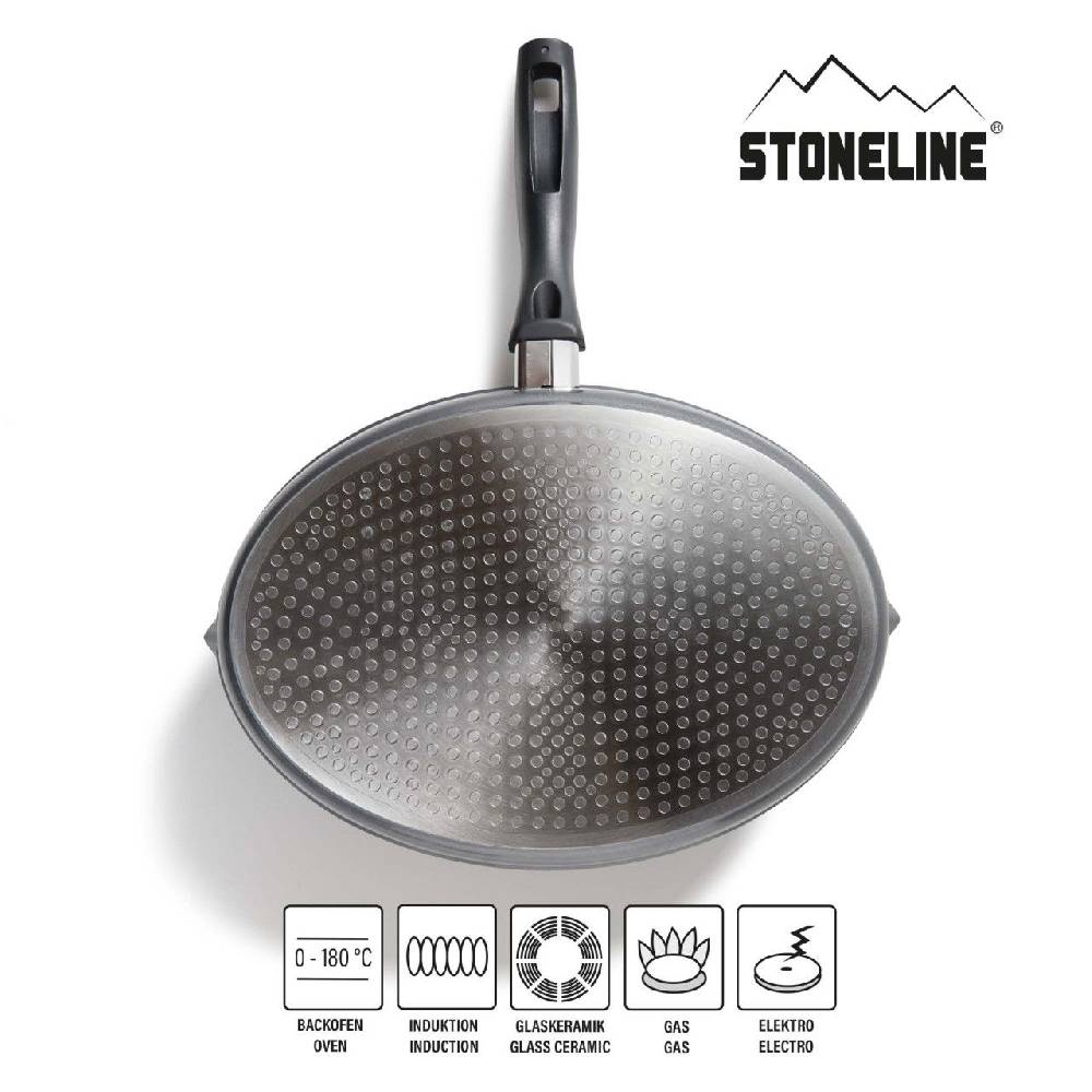 Stoneline Fisch- und Schnitzelpfanne Oval 35x24 cm mit Deckel Kostenlose Rückgabe