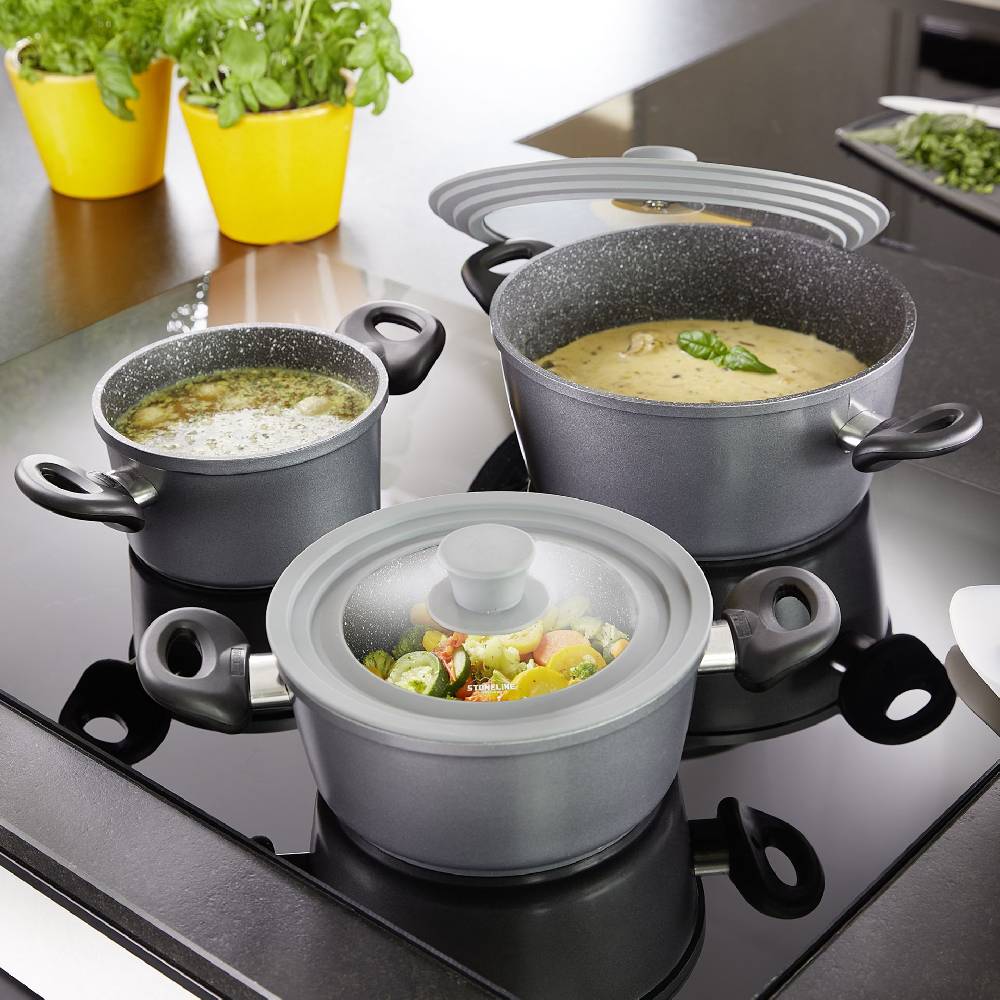 Stoneline Universal Glasdeckel 16/18/20 cm Grau Sonderangebot der Fabrik