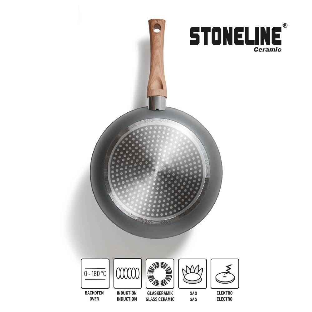 Stoneline Keramik Kochgeschirr-Set 14-teilig mit Deckeln - Holzoptik Günstiger Verkauf