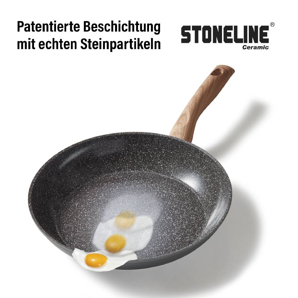 Stoneline Keramik Kochgeschirr-Set 14-teilig mit Deckeln - Holzoptik Günstiger Verkauf