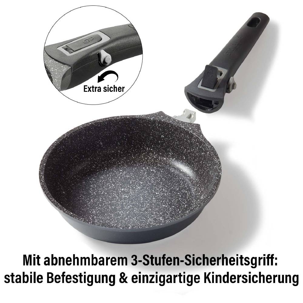 Stoneline Kochgeschirr-Set 8-teilig 18/20/24 mit abnehmbaren Griffen mit Deckeln Fabrik Onlineshop