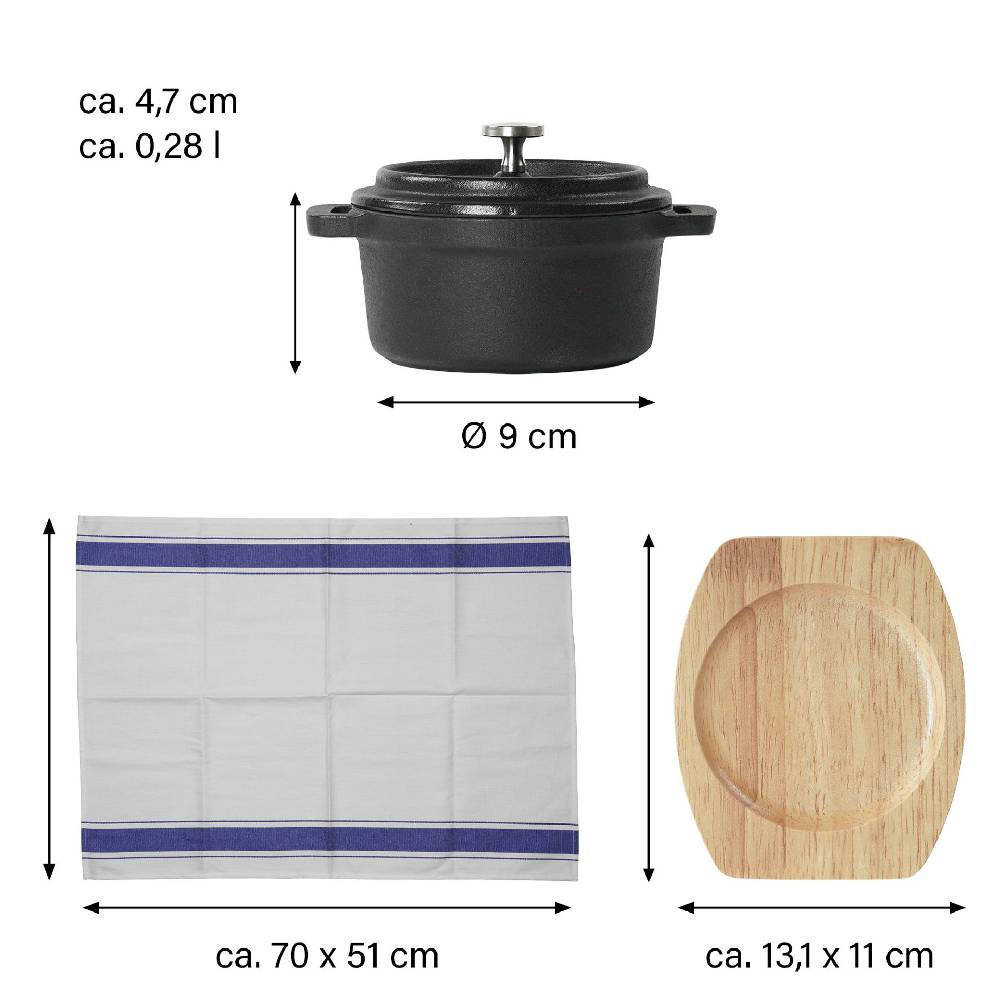 Stoneline Mini Cocotte 9 cm Gusseisen, Kleiner Emaille Topf Exklusivangebot