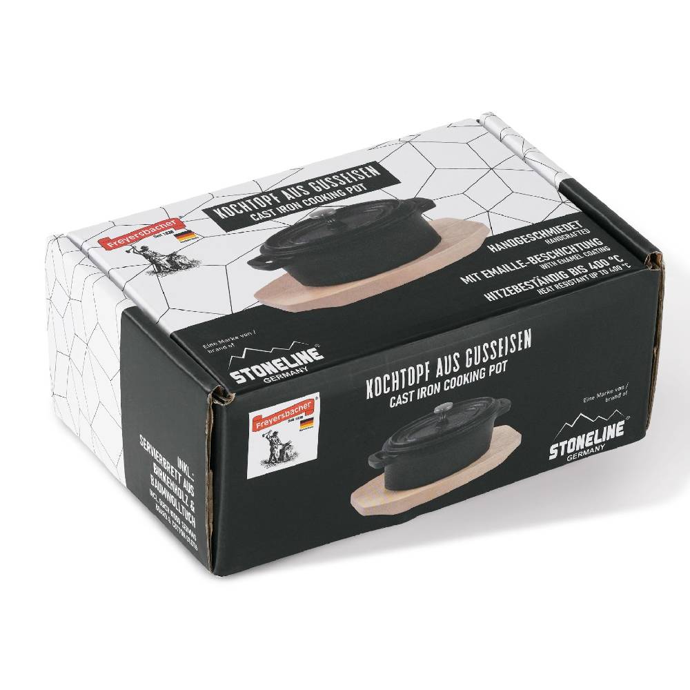 Stoneline Mini Cocotte Oval 12x8,5 cm Gusseisen, Kleiner Emaille Topf Preisnachlass