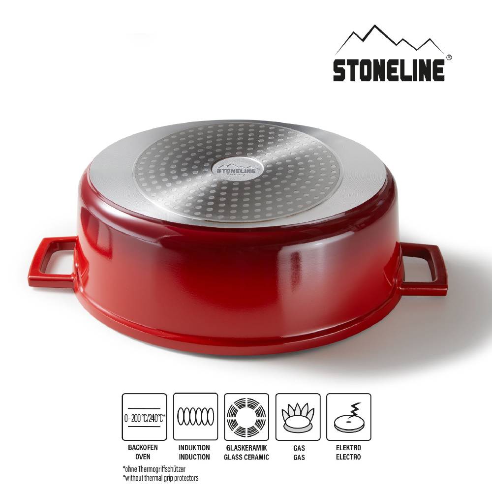 Stoneline Cocotte Bräter Oval 32x25 cm Kirschrot mit Deckel Saisonschlussverkauf
