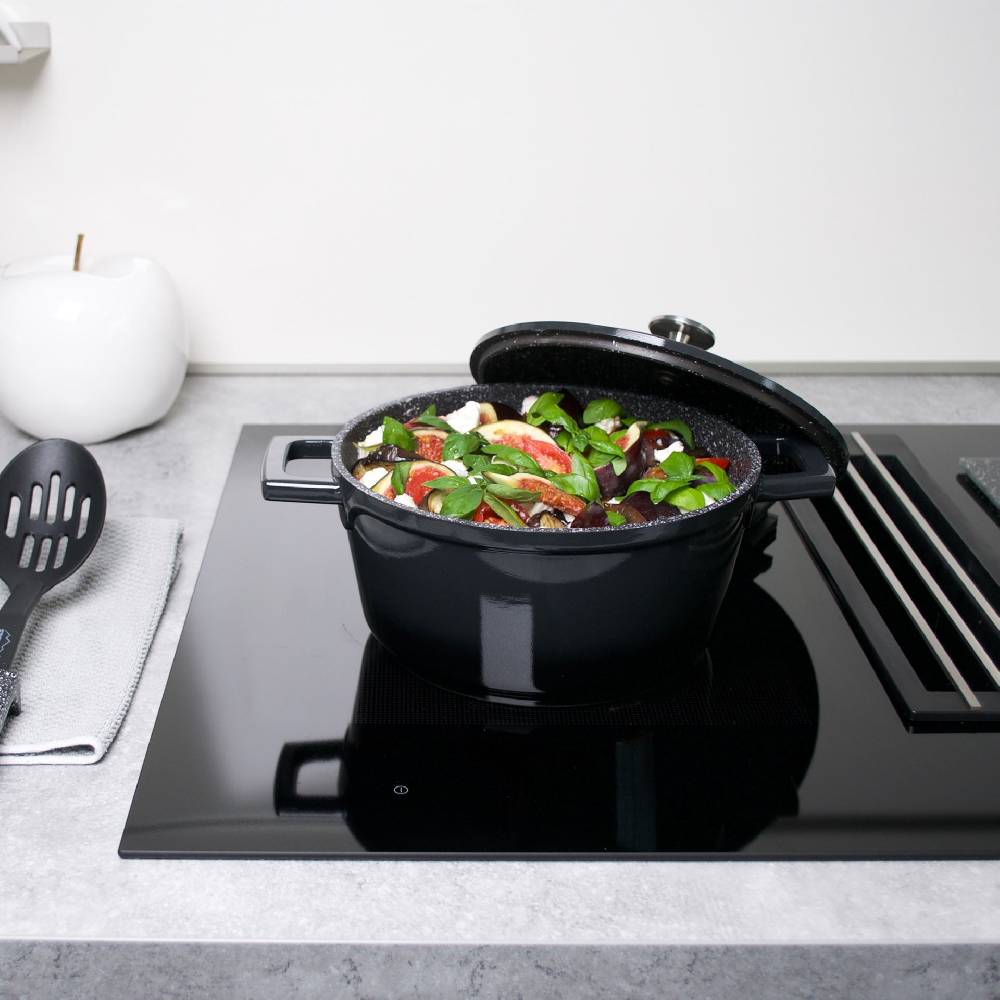 Stoneline Cocotte Bräter Rund 20 cm Schwarz mit Deckel Black Friday