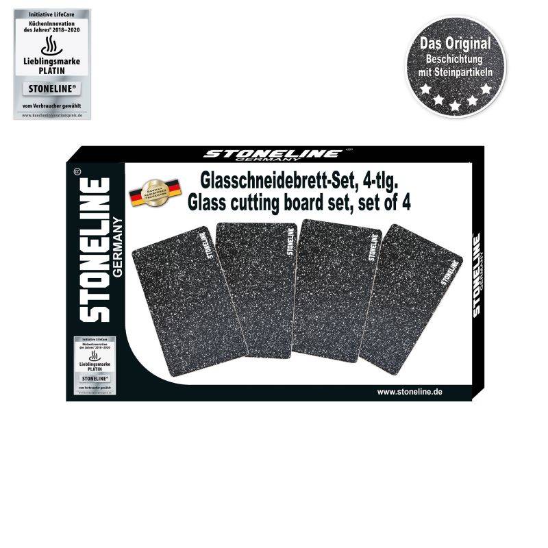 Stoneline Glas Schneidebrett 25x15 cm Set 4-teilig Kostenlose Rückgabe