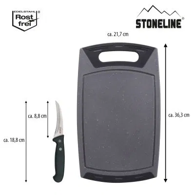 Stoneline Schneidebrett 36x22 cm und Gemüsemesser Set 2-teilig Neueste Stile