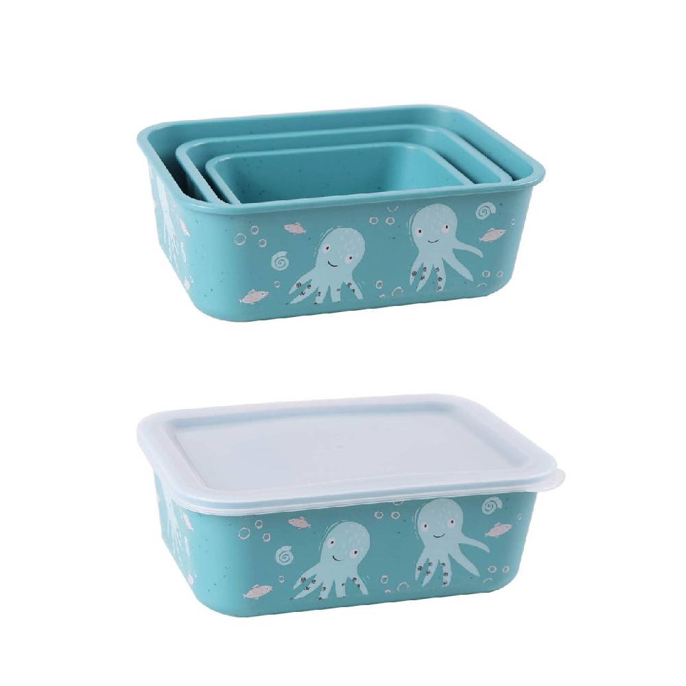 Stoneline Aufbewahrungsbox rPET 400/730/1.300 ml Set 3-teilig Türkis Sonderangebot der Fabrik