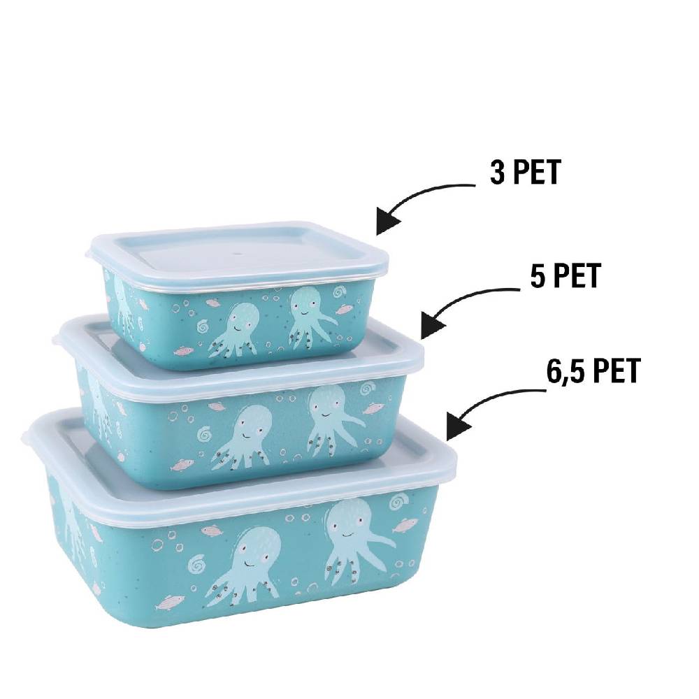 Stoneline Aufbewahrungsbox rPET 400/730/1.300 ml Set 3-teilig Türkis Sonderangebot der Fabrik