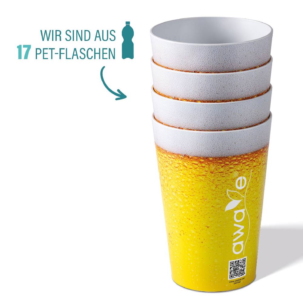 Stoneline Trinkbecher 500 ml rPET Set 4-teilig, mit Eichstrich Nur noch ein Tag übrig