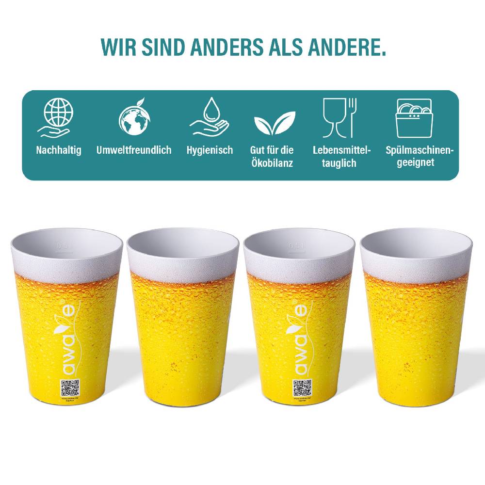 Stoneline Trinkbecher 500 ml rPET Set 4-teilig, mit Eichstrich Nur noch ein Tag übrig