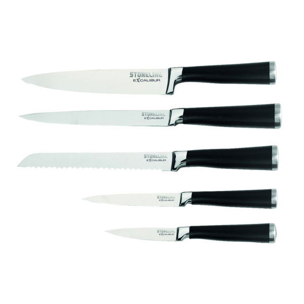 Stoneline Edelstahl Messer Set 5-teilig mit Messerblock Excalibur® 50% Rabatt für begrenzte Zeit