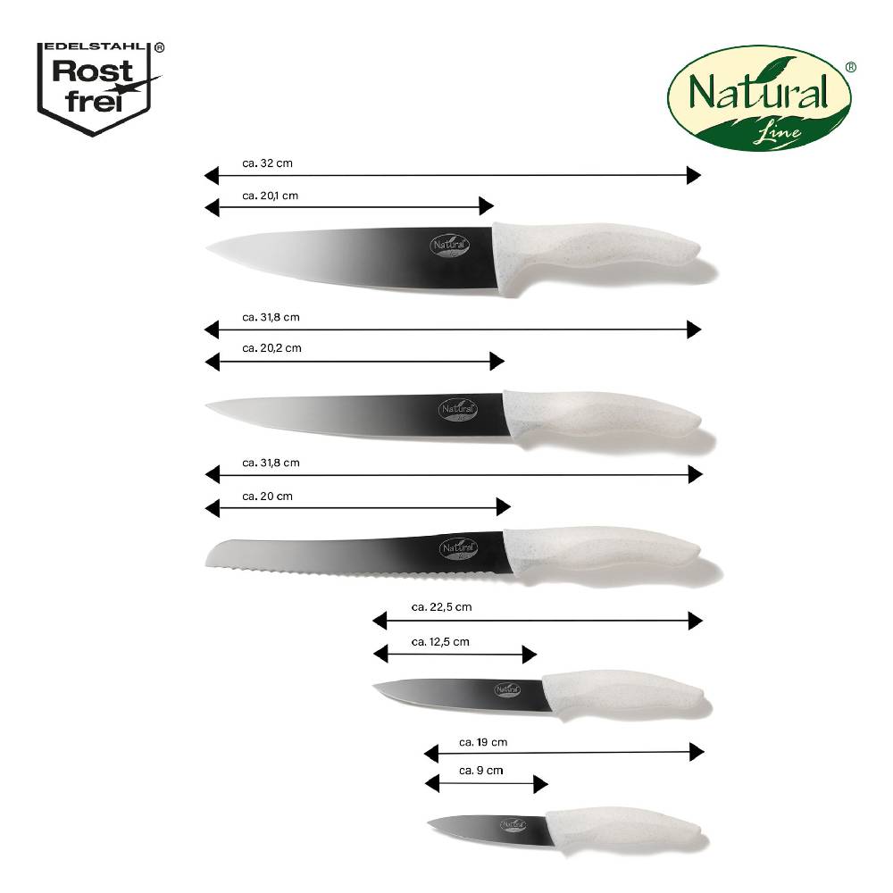 Stoneline Edelstahl Messer Set 5-teilig mit Messerblock Natur Rabatte dieses Monats