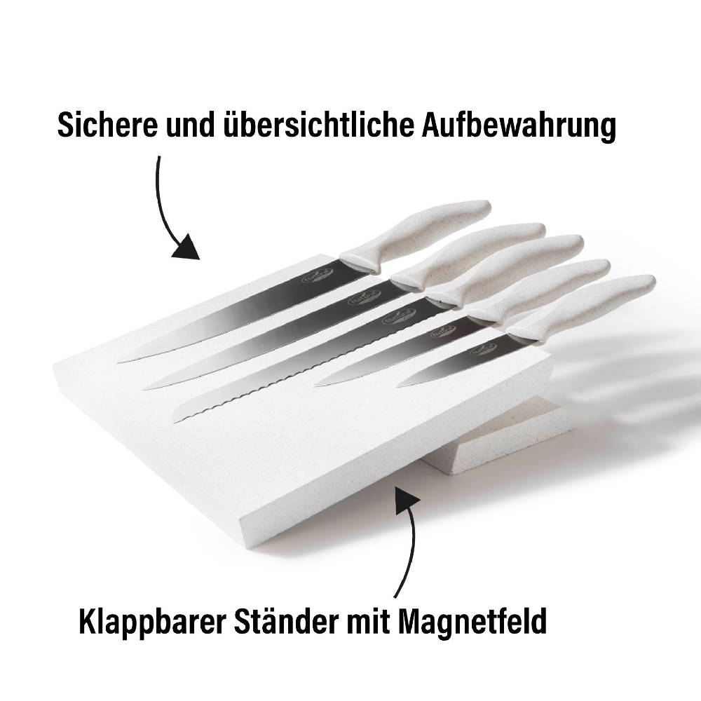 Stoneline Edelstahl Messer Set 5-teilig mit Messerblock Natur Rabatte dieses Monats