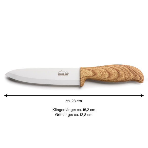 Stoneline Keramik Chefmesser 28 cm Holzoptik Fabrikverkauf