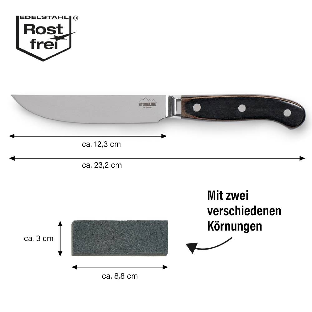Stoneline Edelstahl Steakmesser Set 4-teilig Holzgriff Limitierter Zeitrabatt