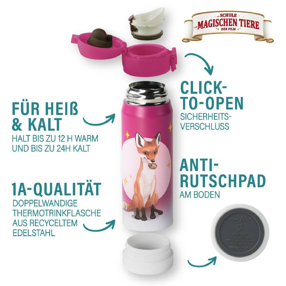 Stoneline Die Schule der Magischen Tiere Trinkflasche 380 ml Edelstahl Beerenrot, Rabbat Heißer Verkauf