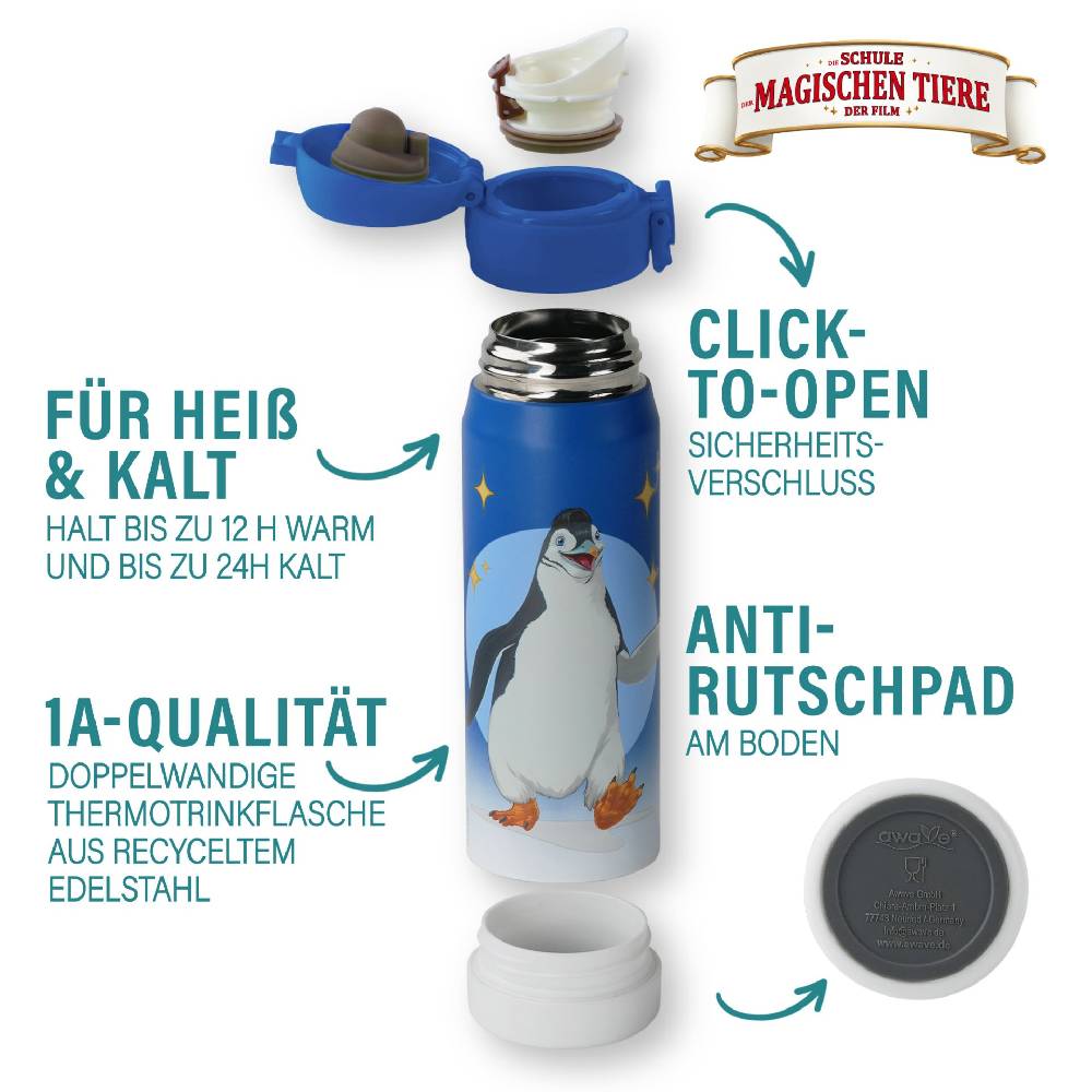 Stoneline Die Schule der Magischen Tiere Trinkflasche 380 ml Edelstahl Blau, Juri Top Angebot